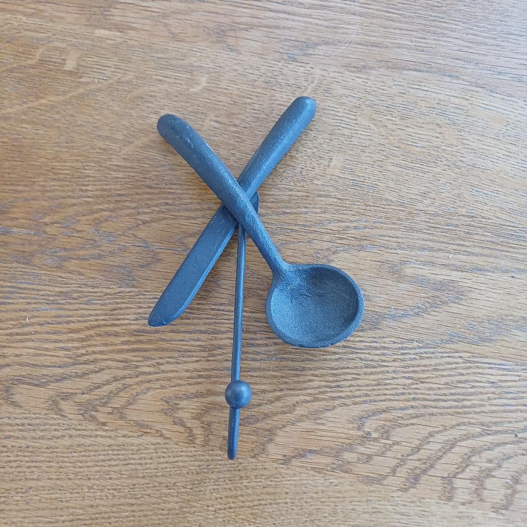 Gietijzeren wandhaak mes lepel, Onbekend, Ophalen of Verzenden, Zwart, Onbekend