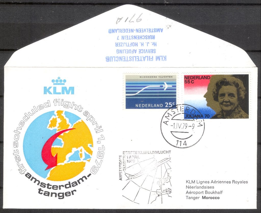 1e KLM vlucht Tanger Marokko 1979, Verzenden, Envelop