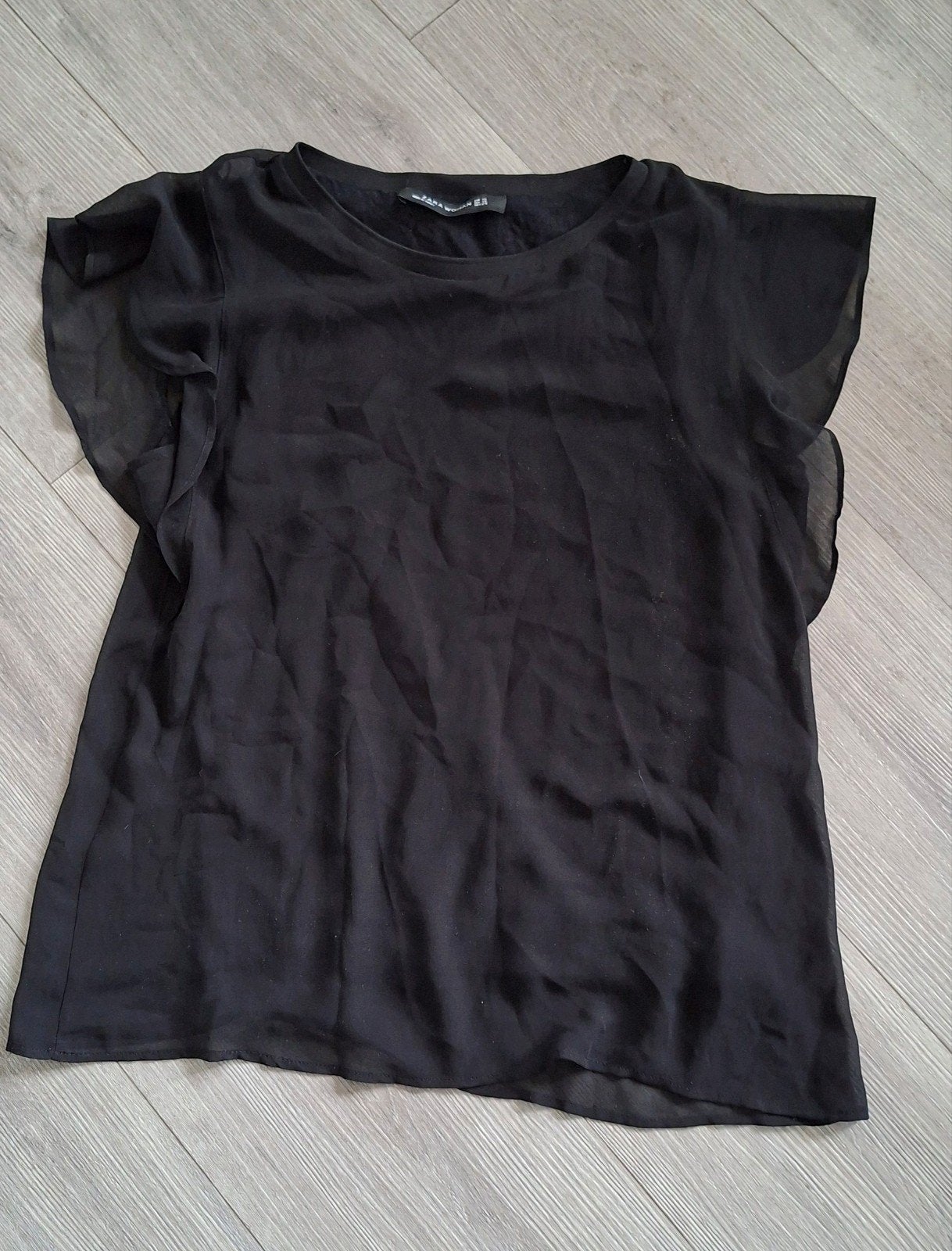 Zwart Zara shirt xs, Zwart, Ophalen of Verzenden, Zo goed als nieuw, Korte mouw