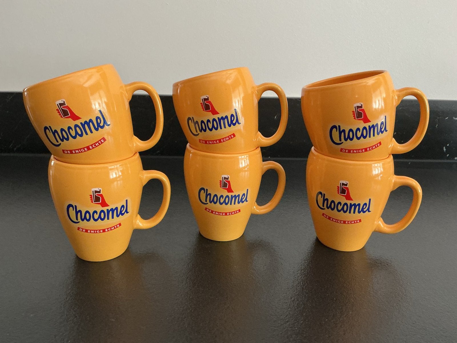 6 originele Chocomel mokken - De enige echte, Overige merken, Keramiek, Zo goed als nieuw, Modern