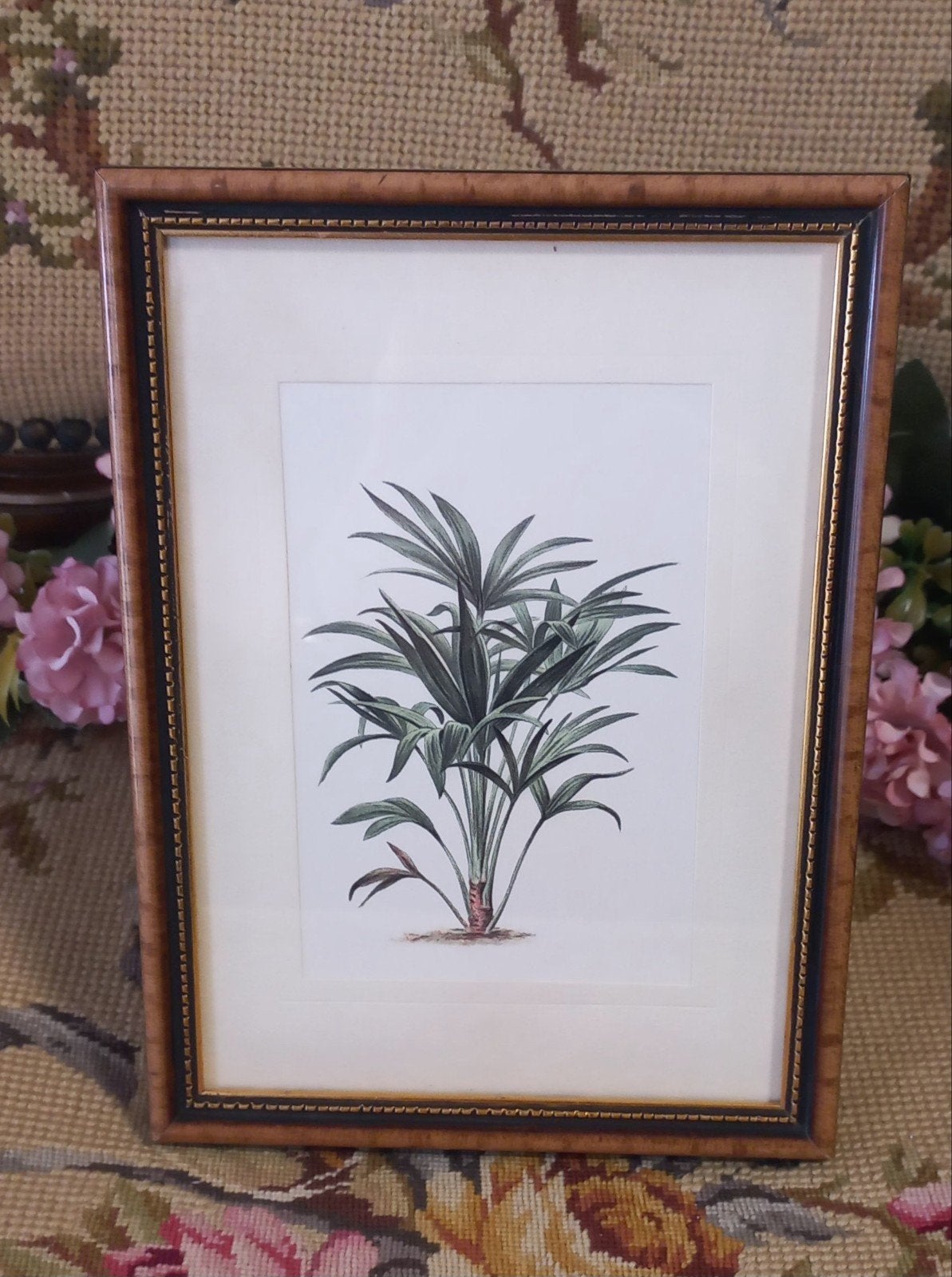 Leuk brocant fotolijstje met prent, bruin/goud, staan/hangen, Ophalen of Verzenden, Bruin
