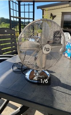 HQ tafelmodel Ventilator Retro chroom 3-standen waaierstand, Witgoed en Apparatuur, Ventilatoren, Ophalen, Zo goed als nieuw, Tafelventilator