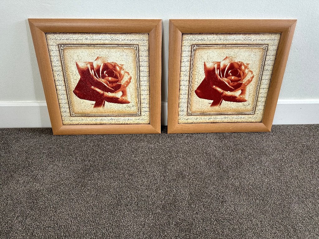 2 MOOIE Schilderijen., Bloemen, Met passe-partout, Abstract, Ophalen of Verzenden