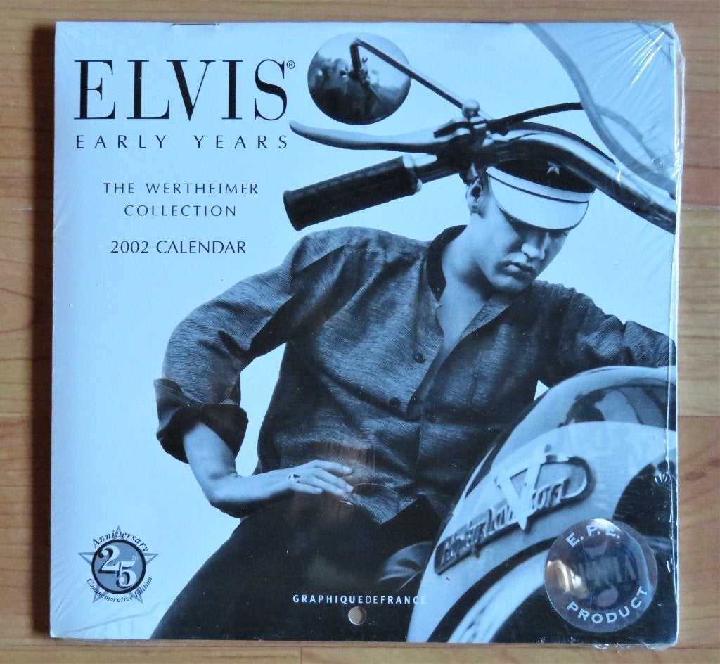 Kalender Elvis Presley 2002 "Early Years" gedenk ex. 25 jaar, Ophalen of Verzenden, Maandkalender, Zo goed als nieuw