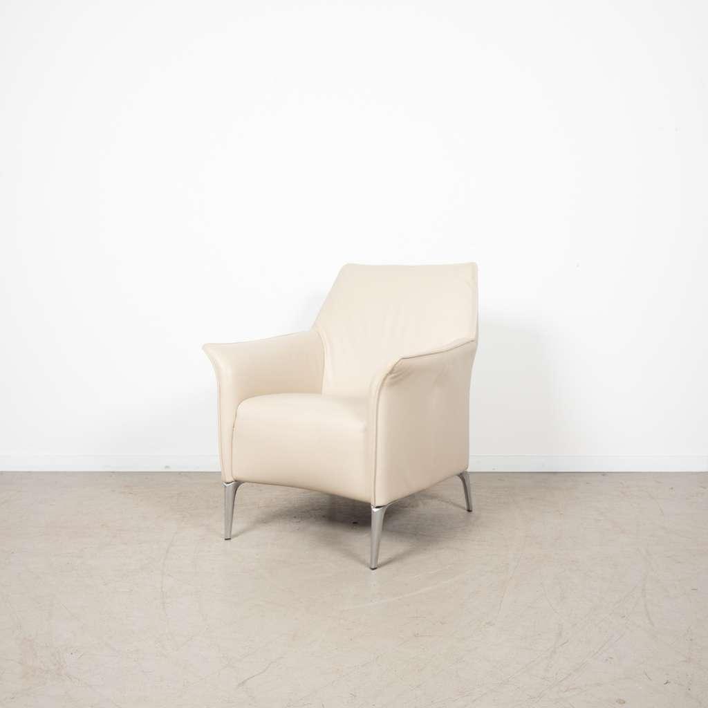 2x Leolux Mayuro Fauteuil Creme Wit Leer, Huis en Inrichting, Fauteuils, Niet ingevuld, Minder dan 75 cm, Niet ingevuld, Zo goed als nieuw