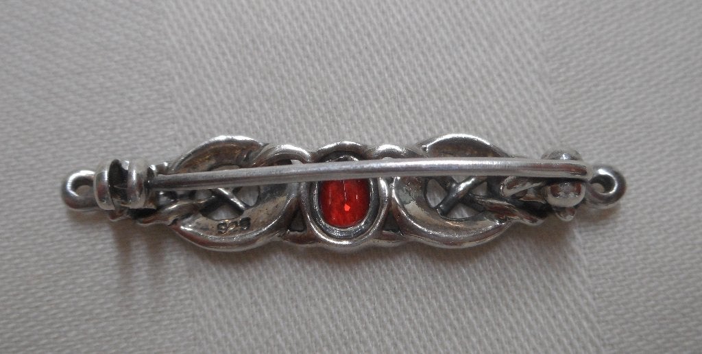 Zilveren vintage broche met stenen nr.084, Verzenden, Minder dan 4 cm, Zo goed als nieuw, Zilver