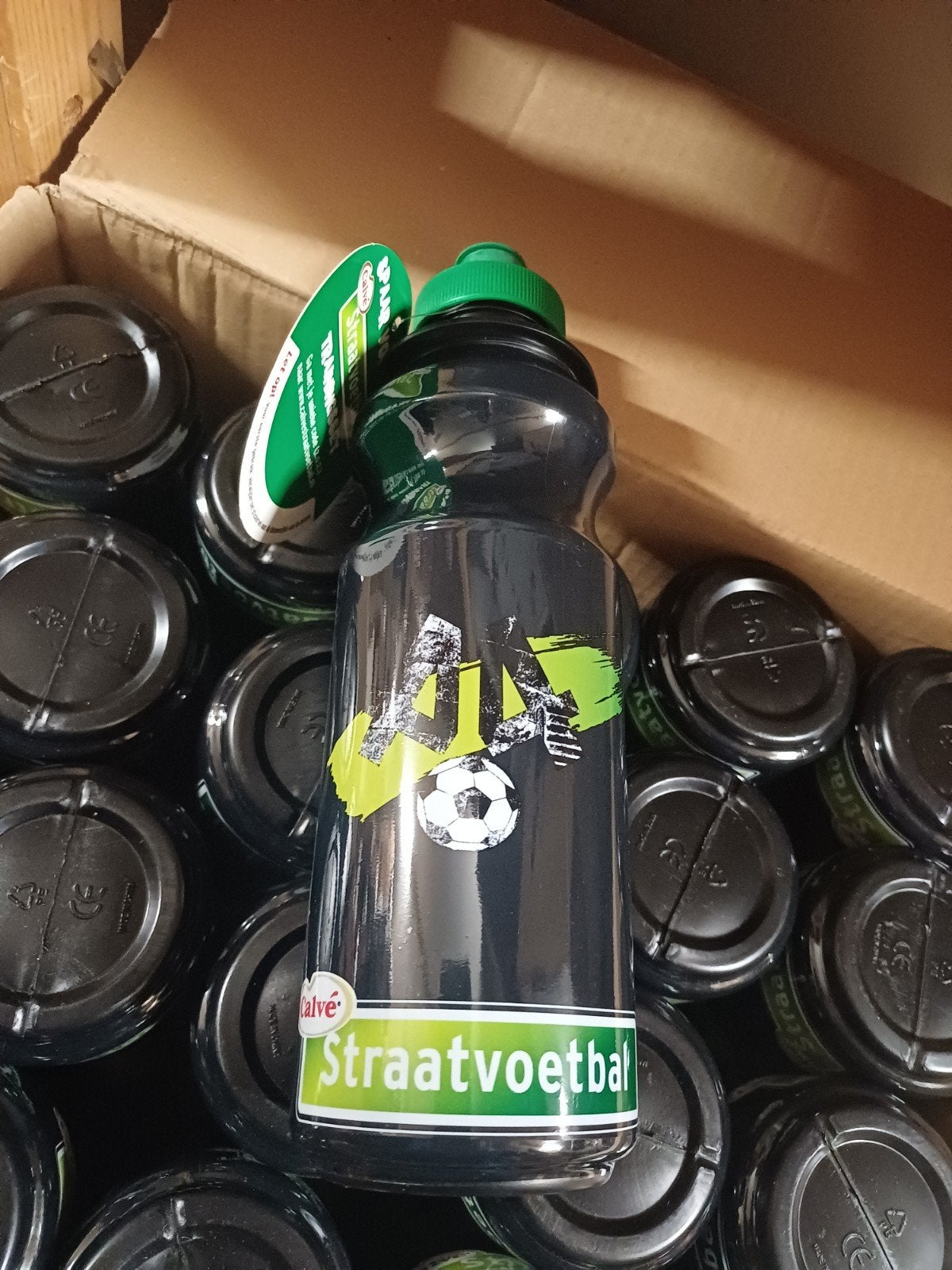 Bidon Straatvoetbal met stickers om naam op te zetten, Ophalen of Verzenden, Nieuw