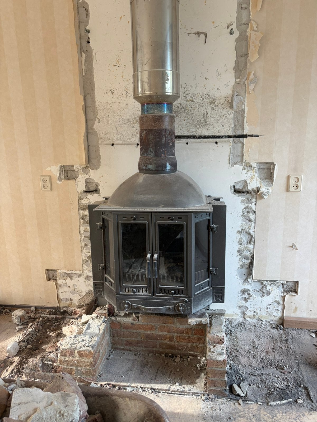 Houtkachel te koop, Huis en Inrichting, Ophalen, Gebruikt, Inbouwhaard, Houthaard