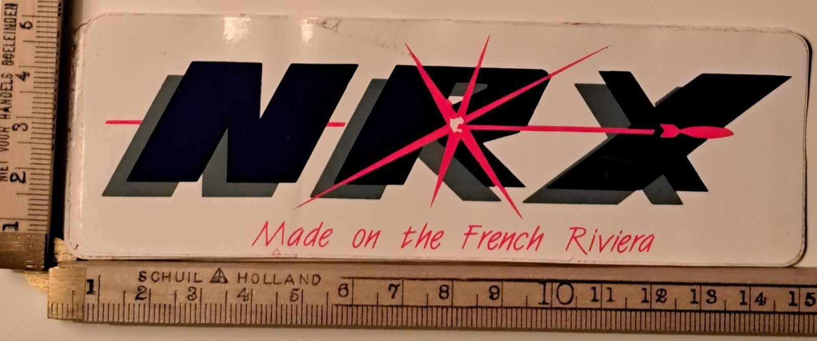 Vintage motor sticker NRX made on the French Riviera, Ophalen of Verzenden, Zo goed als nieuw, Auto of Motor