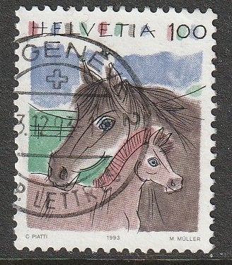 Zwitserland 1993 1491 Paard, Gest, Ophalen of Verzenden, Gestempeld