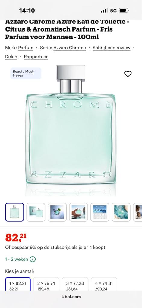 Azzaro Chrome Azure Eau de Toilette 100ML, Ophalen of Verzenden, Nieuw