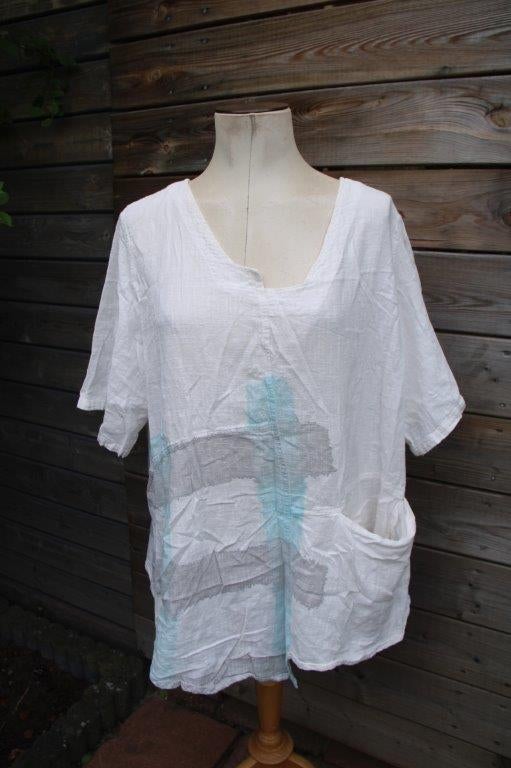 Tuniek creme/ aqua Kekoo mt 4(52/54) Vaste prijs, Kleding | Dames, Grote Maten, Verzenden, Zo goed als nieuw, Kekoo, Blouse of Tuniek