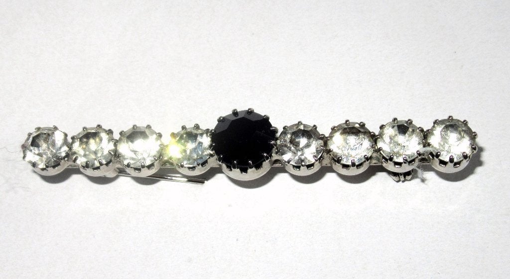 Retro kristalen pinbroche., Ophalen of Verzenden, Zo goed als nieuw, Zilver, Overige materialen
