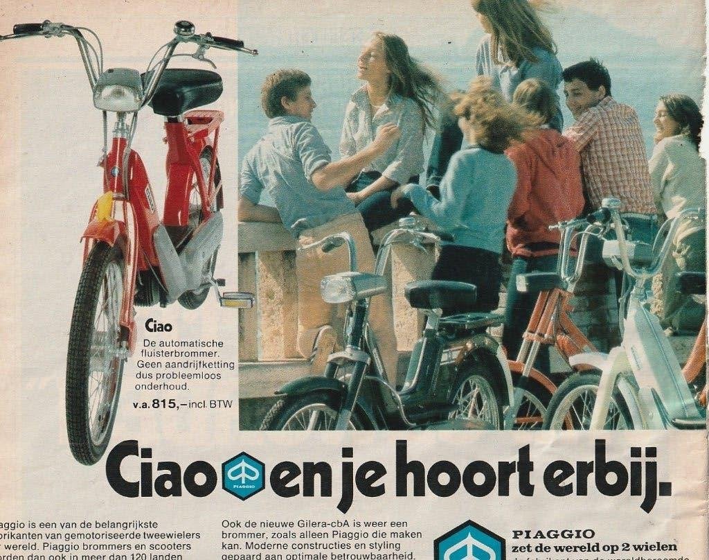 Retro reclame 1978 Piaggio Ciao brommer fluisterbrommer, Verzenden, Overige typen