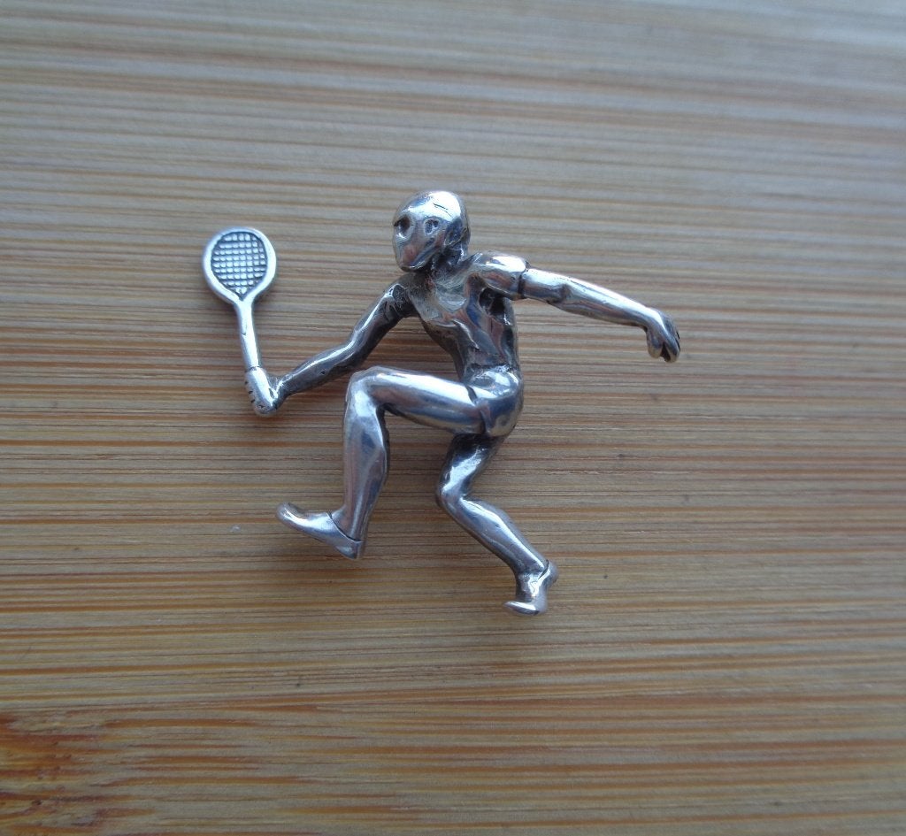 zilveren vintage hanger tennis speler [567], Verzenden, Zo goed als nieuw, Zilver, Zilver