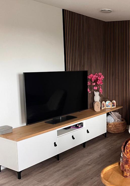 Ikea Besta tv meubel met houten plank, Ophalen, Gebruikt, 150 tot 200 cm, Minder dan 100 cm