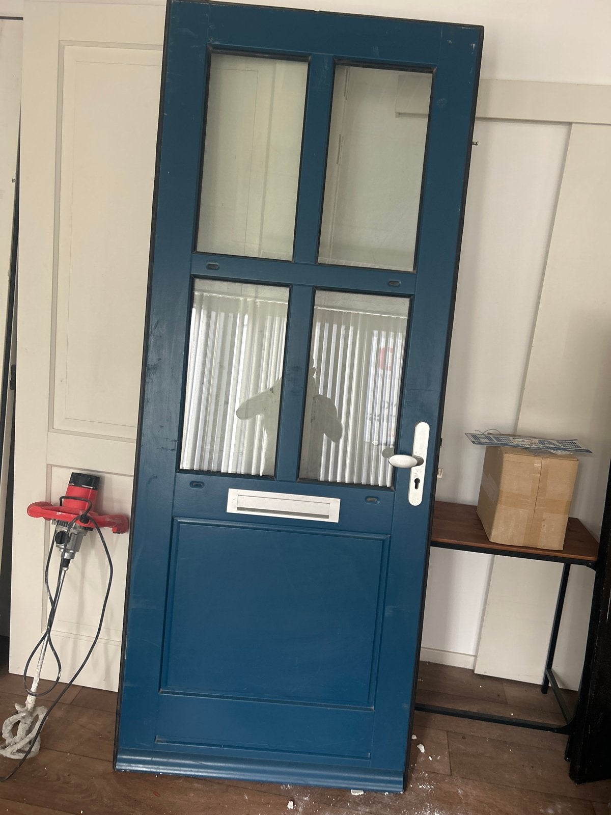 Buitendeur met glas en brievenbus, 230x90 cm, Ophalen, Gebruikt, 80 tot 100 cm, 215 cm of meer
