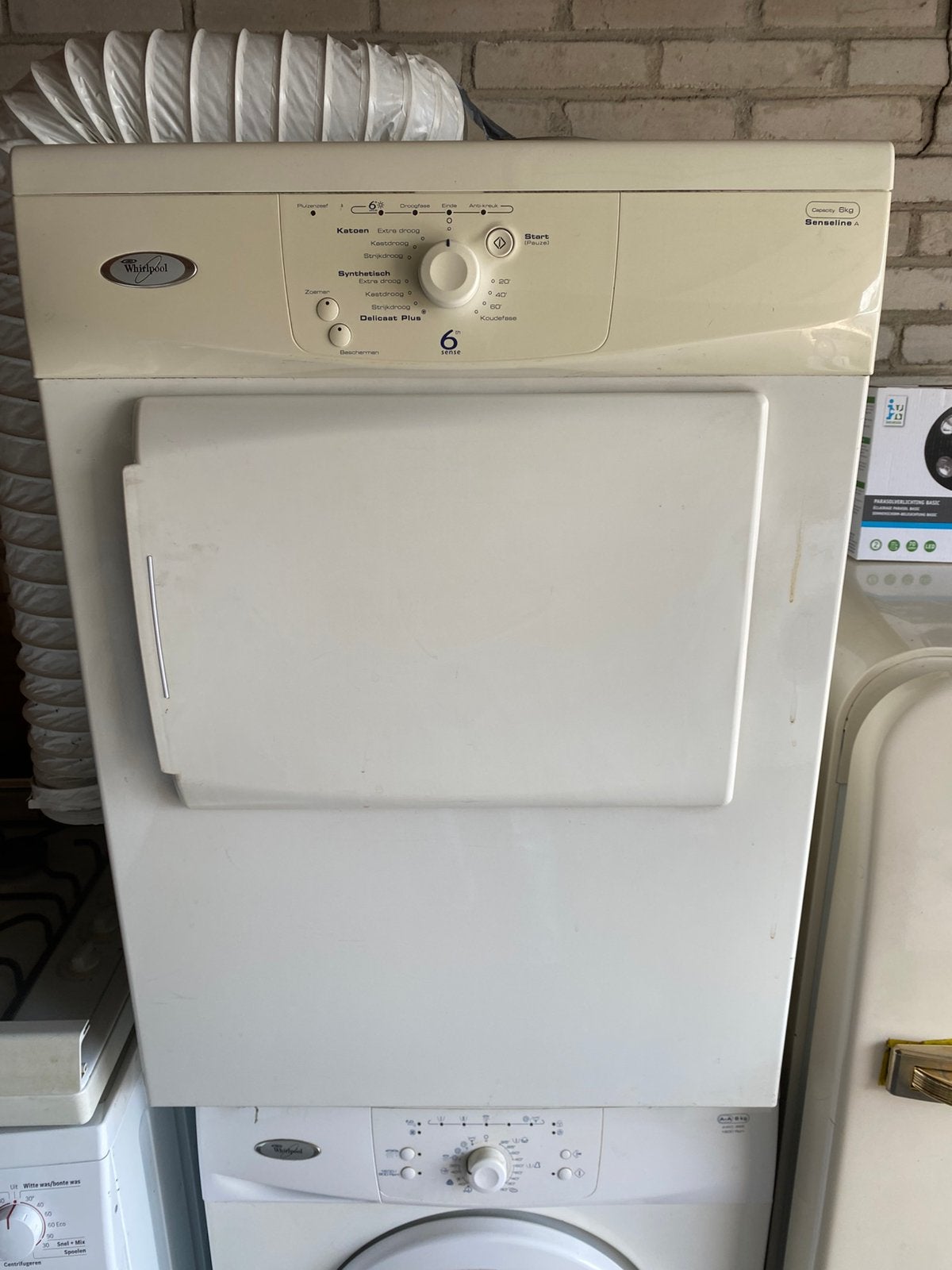 Wasdroger van Whirlpool, Ophalen, 6 tot 8 kg, Gebruikt, Luchtafvoer