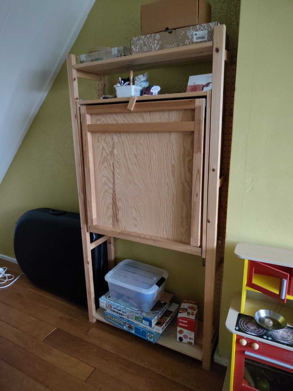 IKEA IVAR bureau-kast combinatie, inklapbaar, Ophalen, Opbergruimte, Gebruikt, Hout