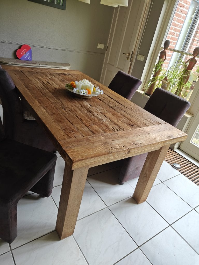 Teak tafel 100x180, Huis en Inrichting, Tafels | Eettafels, Ophalen, Gebruikt, Teakhout, 50 tot 100 cm