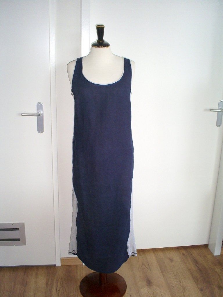 blauwe UNO DUE maxi jurk mt. M, Maat 38/40 (M), Zo goed als nieuw, Uno Due, Onder de knie