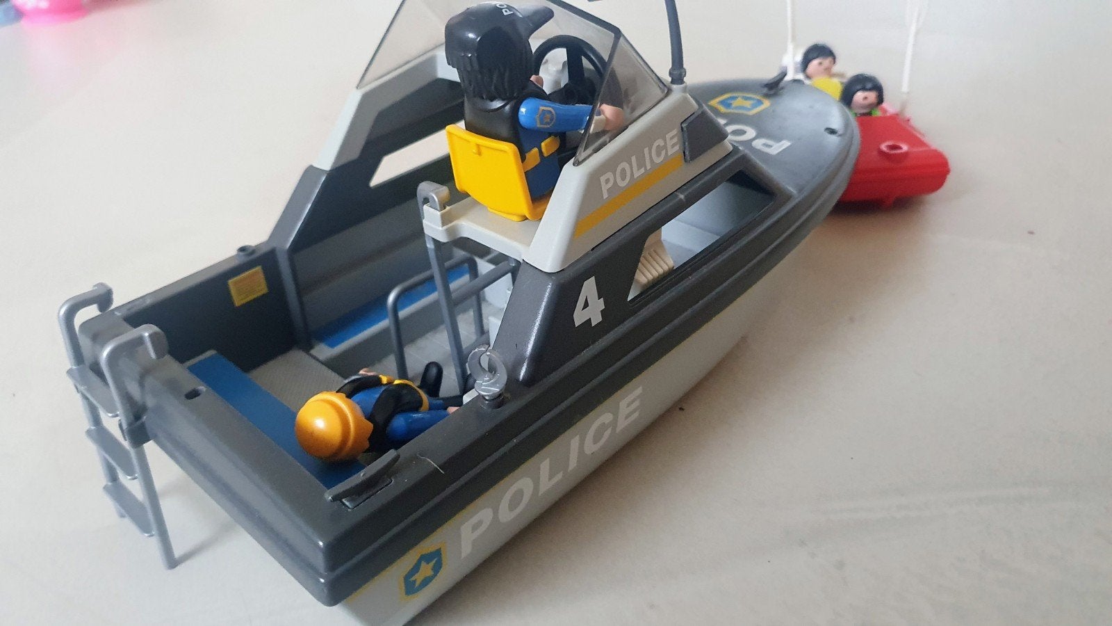 PLAYMOBIL Politieboot Reddingsboot speelset  politie, Ophalen of Verzenden, Zo goed als nieuw, Complete set, Boot/Schip