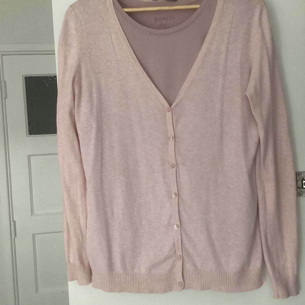 Roze vestje en shirtje maat xl vestl shirt zgan, Maat 46/48 (XL) of groter, Ophalen of Verzenden, Zo goed als nieuw, Lange mouw