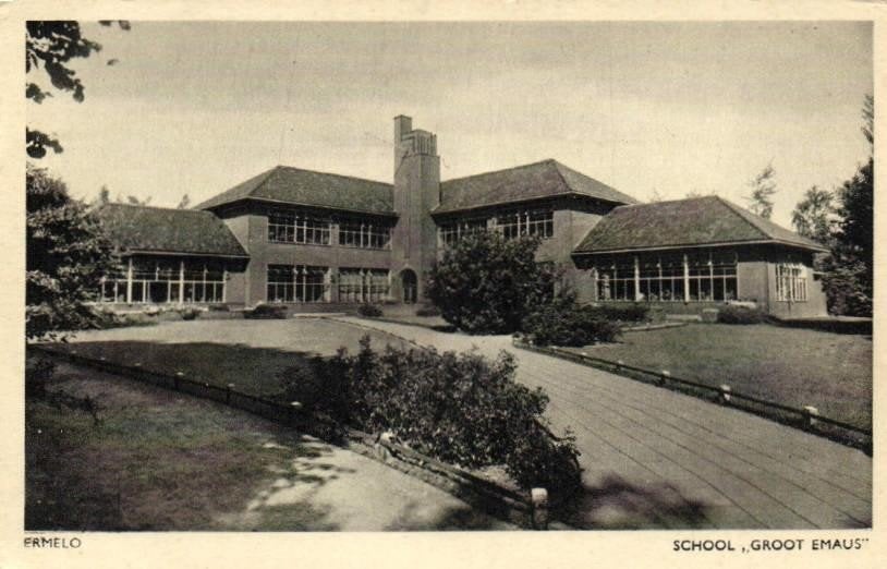 Ermelo - School Groot Emaus - ongelopen, Ophalen of Verzenden, 1940 tot 1960, Ongelopen, Gelderland