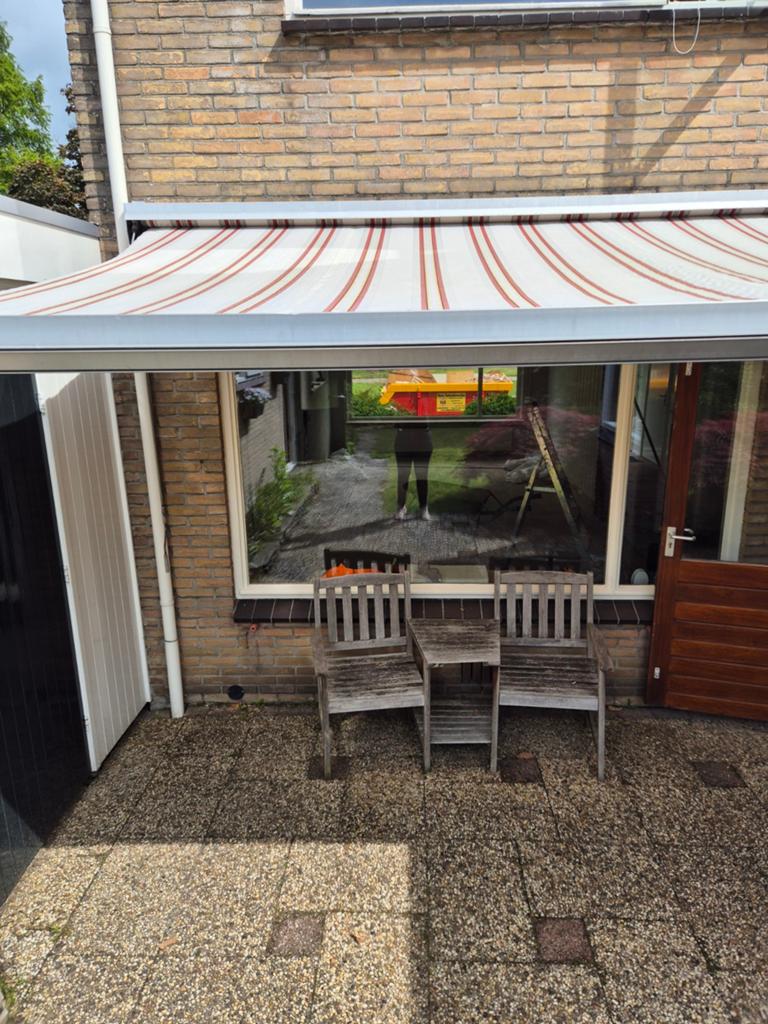Zonnescherm 3.40 m breed, Tuin en Terras, Zonneschermen, Ophalen, Gebruikt, 150 tot 300 cm, 250 cm tot 450 cm