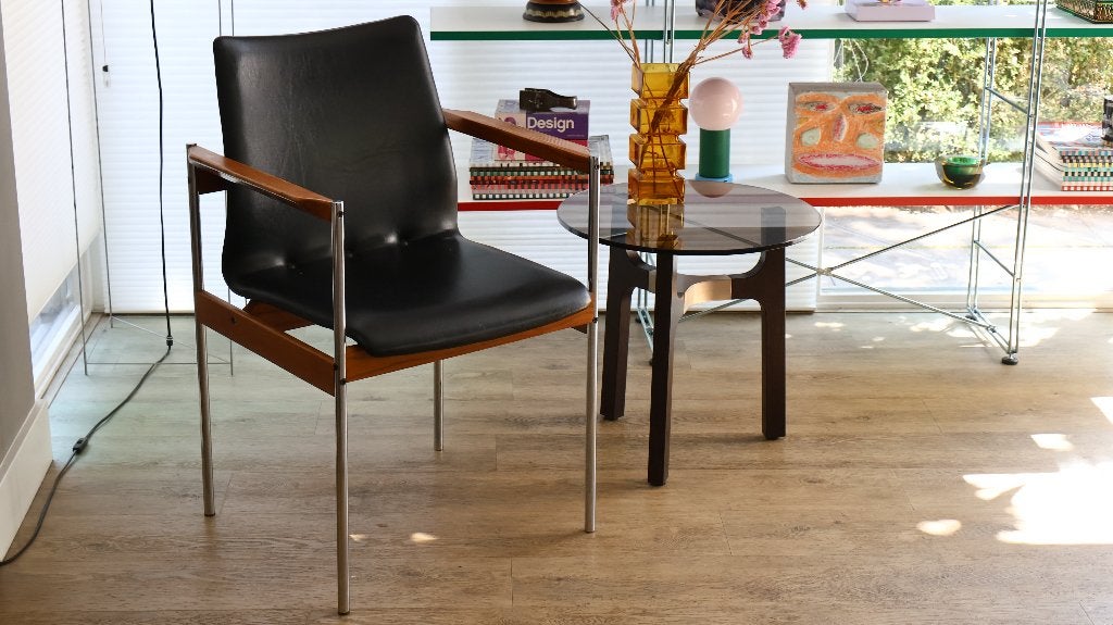Vintage Deens Thereca stoel, Huis en Inrichting, Stoelen, Ophalen, Gebruikt, Zwart, Vintage