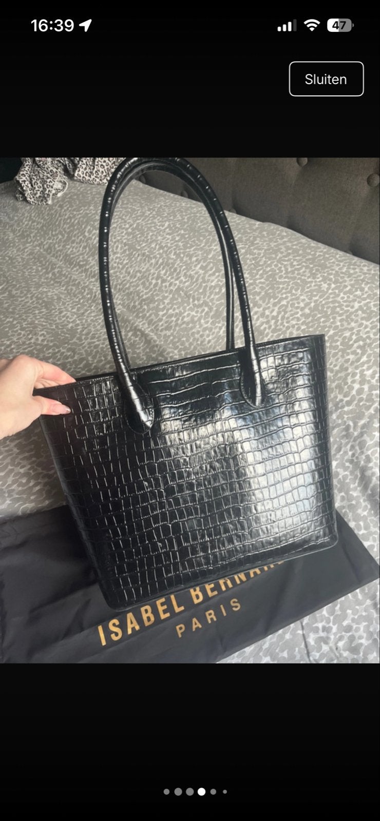 Isabel Bernard Shopper Zwart Krokodillenprint, Ophalen of Verzenden, Zo goed als nieuw, Zwart, Shopper