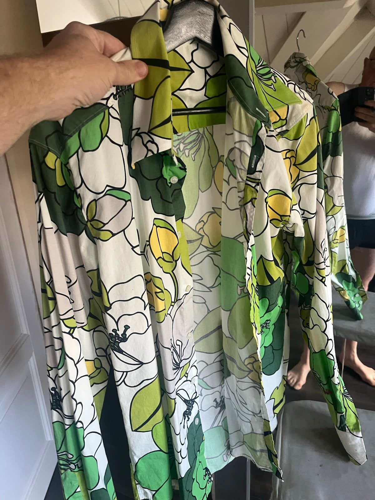 Hans Ubbink Herenoverhemd XXL 43 met bloemenprint, Kleding | Heren, Ophalen of Verzenden, Gedragen, Wit, Halswijdte 43/44 (XL)
