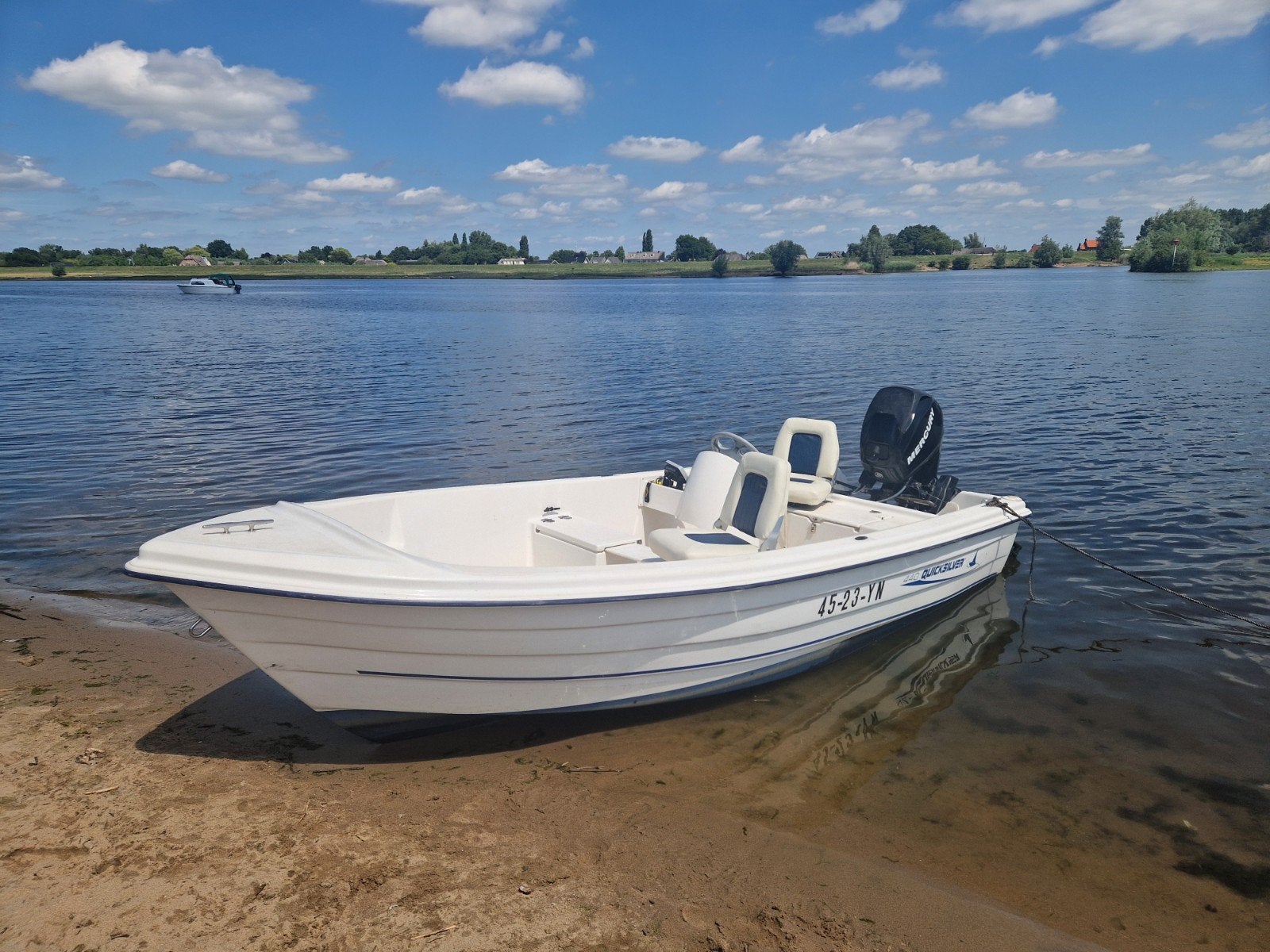 Quicksilver 440 Fish met Mercury 25pk 4 takt incl trailer, Watersport en Boten, Ophalen, Quicksilver, Elektrisch