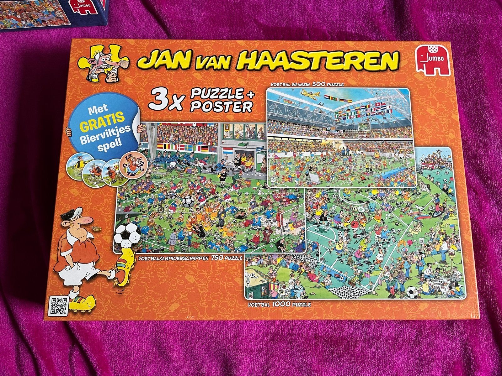 Jan van Haasteren Voetbal Puzzel Collectie (3x), Ophalen, 500 t/m 1500 stukjes, Gebruikt, Legpuzzel