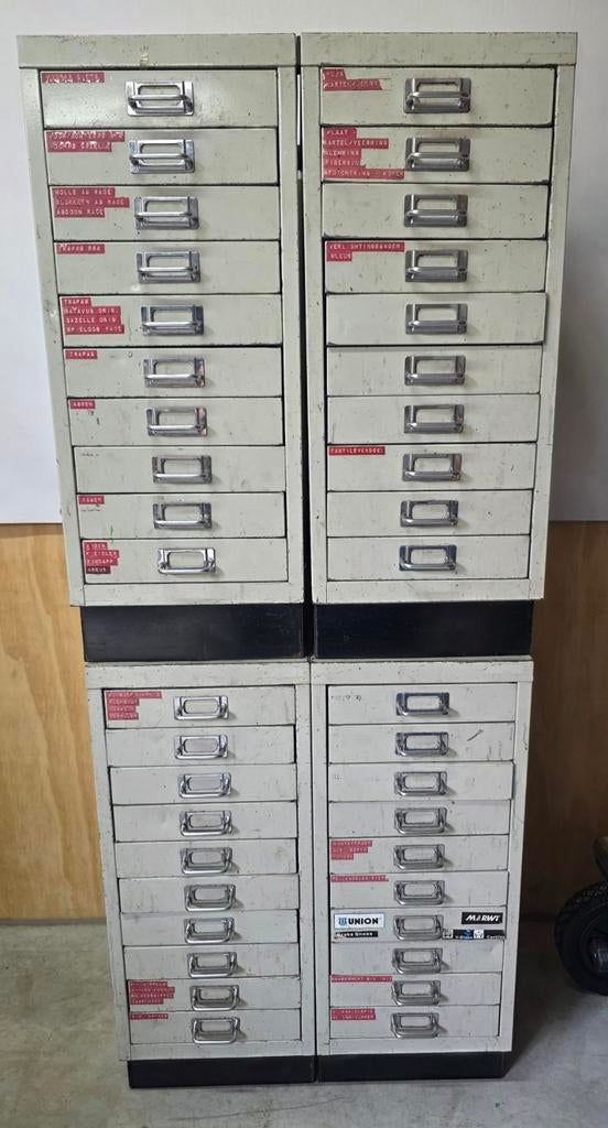 4x Ladenkast Overtoom / Bisley - 10 lades per kast, Ophalen, Minder dan 50 cm, Gebruikt, 5 laden of meer