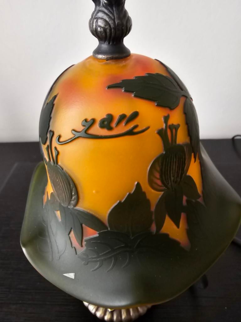 Art Deco Stijl Tafellamp met Bloemmotief, Ophalen of Verzenden