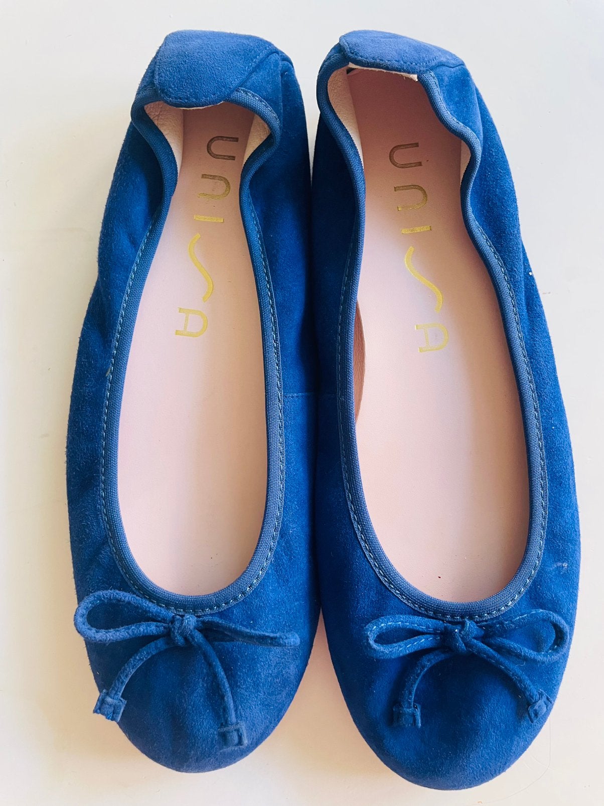Te koop: leren ballerina’s, Unisa, blauw, 38, nieuwstaat, Kleding | Dames, Schoenen, Ophalen of Verzenden, Zo goed als nieuw, Blauw