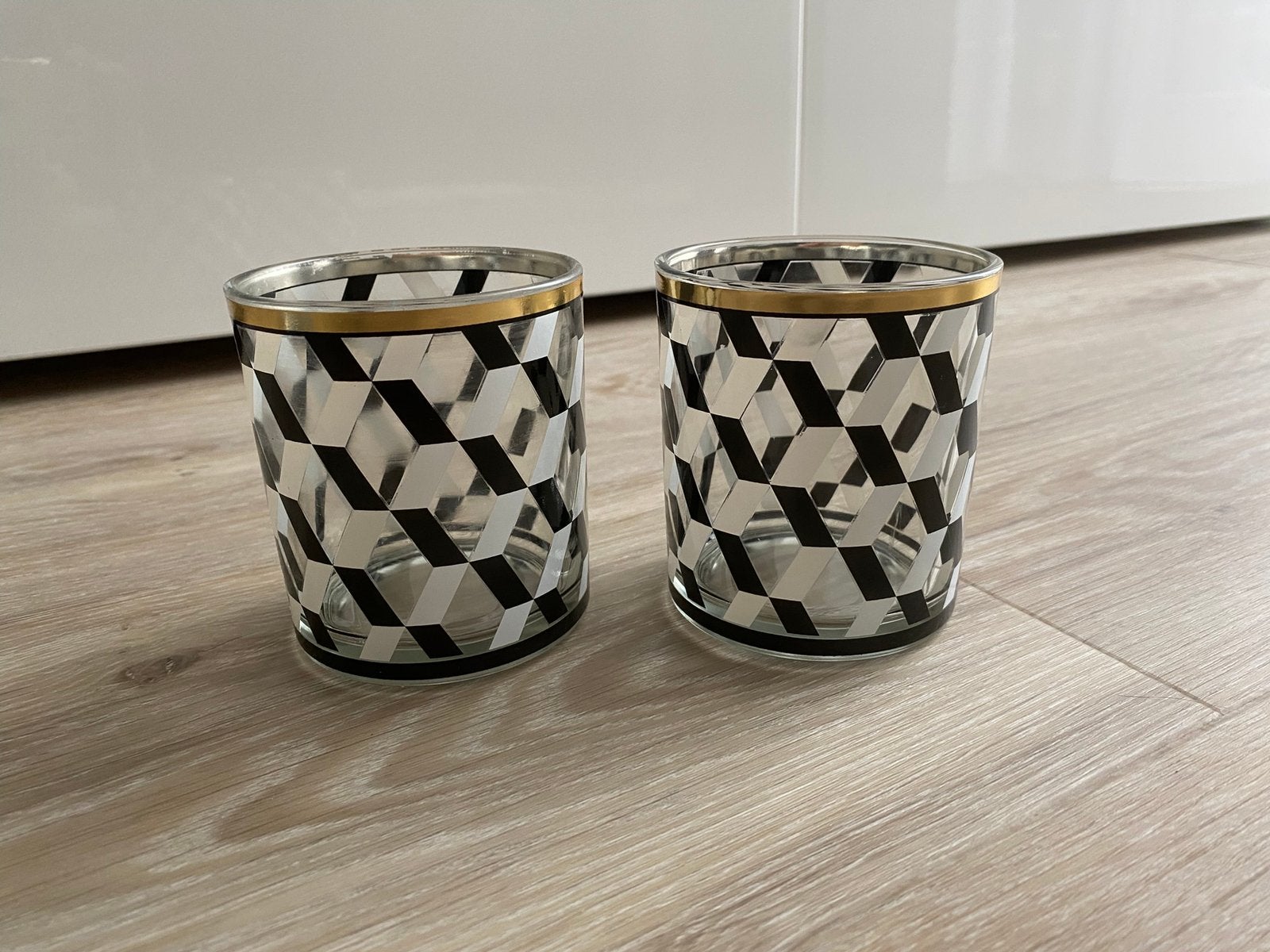 2 Glazen Theelichthouders H&M Home ZGAN!, 9 cm, Meerkleurig, Overige merken, Waxinelichthouder