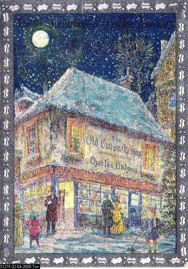 Ansichtkaart	Old Curiosity Shop	Kerstkaart	Zilverkaart, Verzenden, 1980 tot heden, Overige thema's