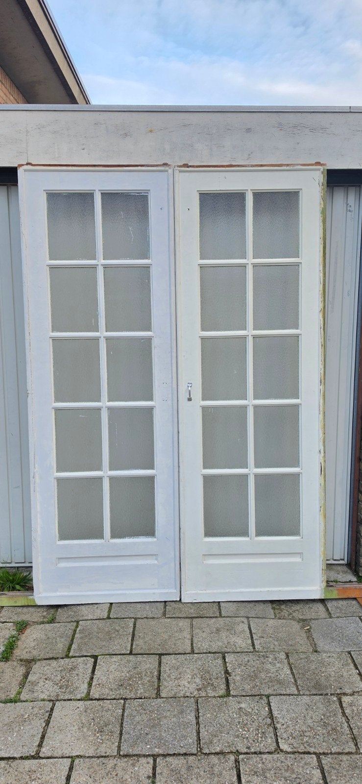 oude set ensuite schuifdeuren uit pand Delft 1850, Gebruikt, Schuifpui, Hout, Ophalen