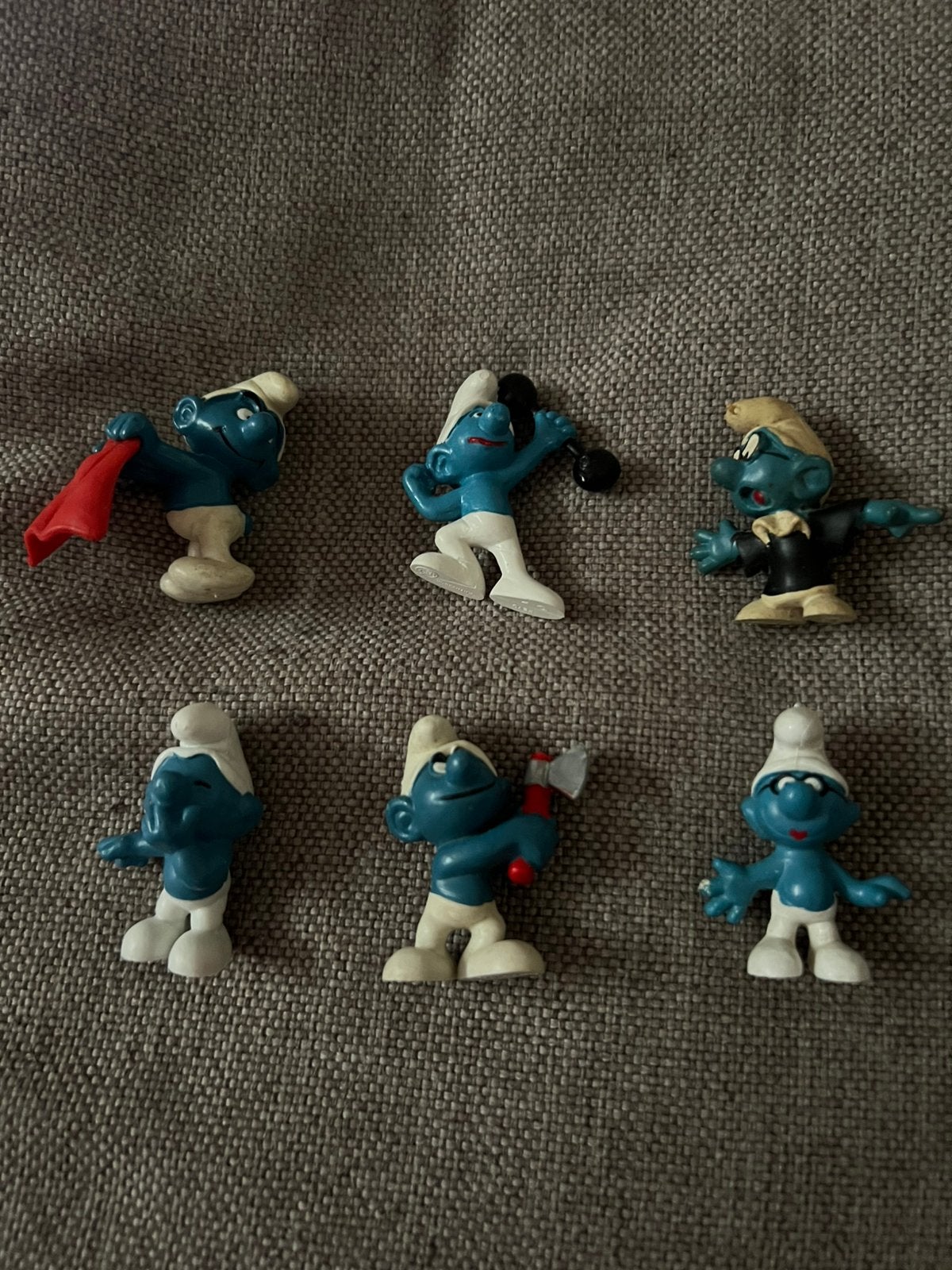 6 oude vintagr smurfen, prima conditie, Verzamelen, Smurfen, Ophalen of Verzenden, Zo goed als nieuw, Verschillende Smurfen