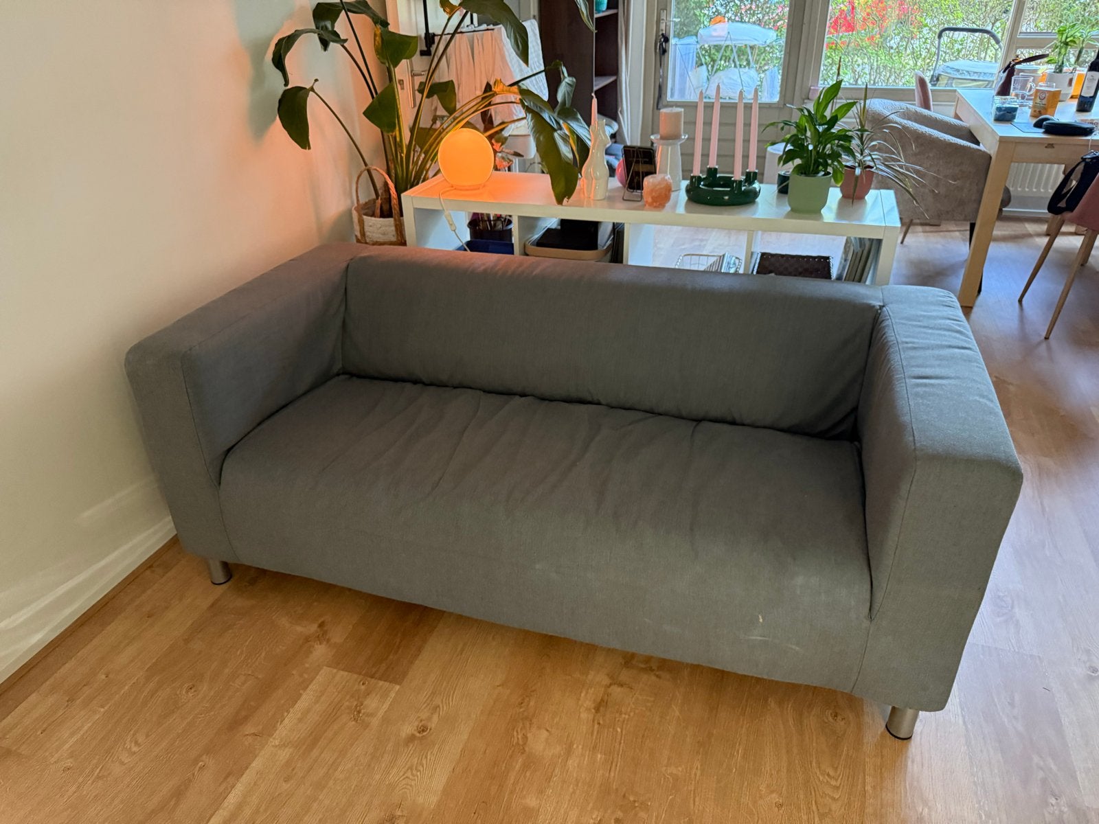 Grijze tweepersoonsbank Ikea Klippan, Ophalen, Gebruikt, 150 tot 200 cm, Tweepersoons