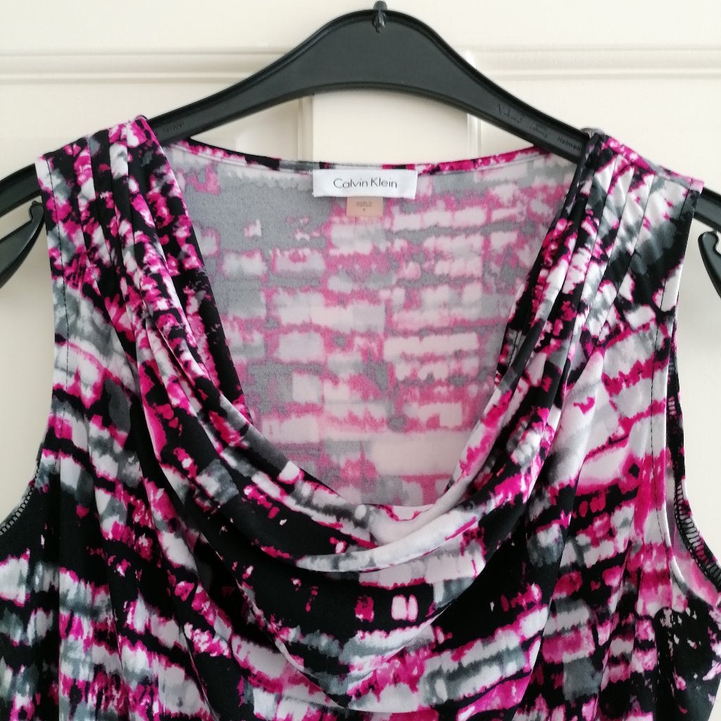 Calvin Klein tank top waterval halsje fuchsia zwart S 46185, ., Ophalen of Verzenden, Zo goed als nieuw, Calvin Klein