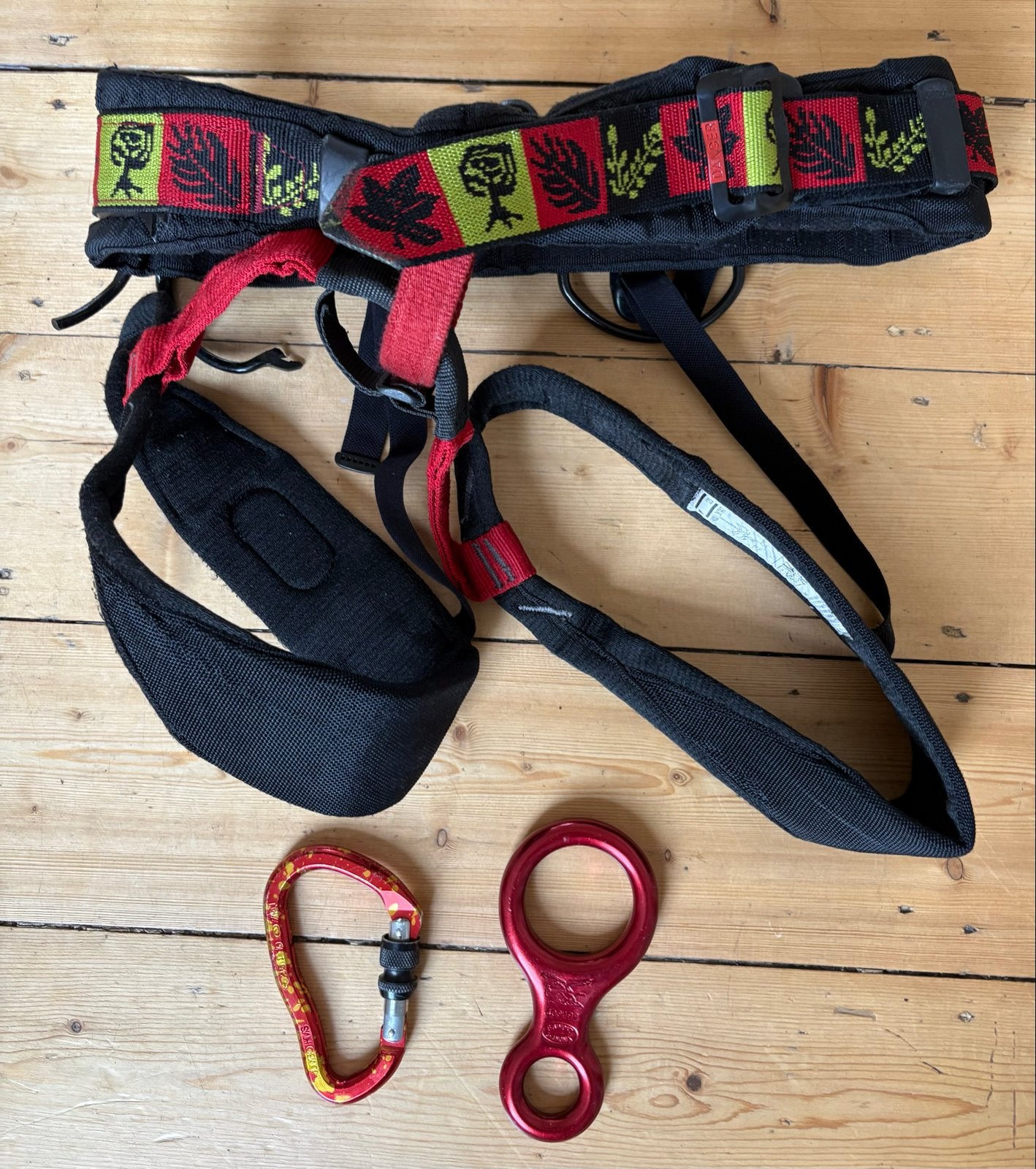Petzl Klimgordel met Karabiner en Abseilacht, Sport en Fitness, Klimsport, Ophalen of Verzenden, Gebruikt, Klimsport-accessoire