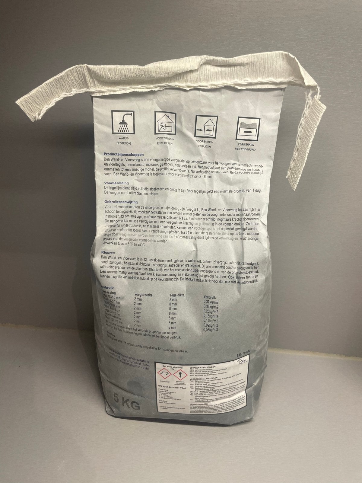 Ben Fobi+ univloeg voor wand- en vloertegels 5kg zilvergrijs, Ophalen, Overige typen, Nieuw, Minder dan 20 cm