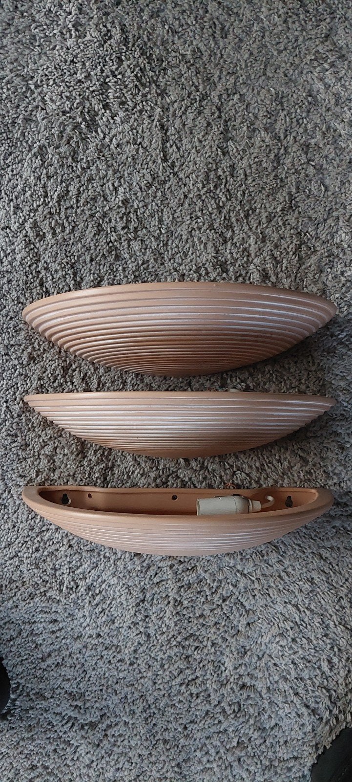 3 franse vintage terracotta wandlampen lampes d'albret, Ophalen of Verzenden, Zo goed als nieuw, Up-/downlighter