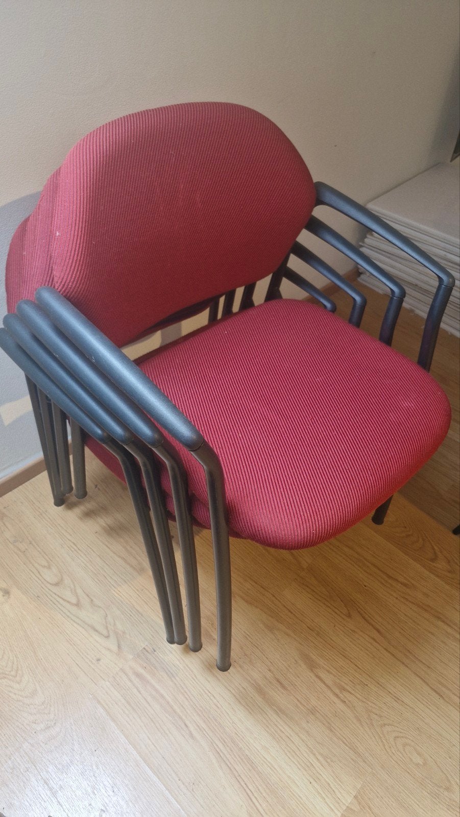 Set van 4 rode stoelen, Ophalen, Gebruikt, Leer, Vier
