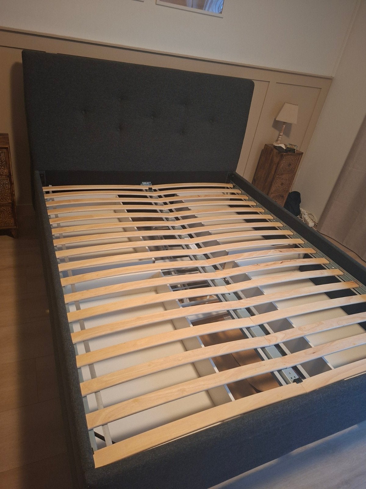 Ikea Idanas gestoffeerd met lades 160x200 zonder lattenbodem, Ophalen, Tweepersoons, Zo goed als nieuw, 160 cm