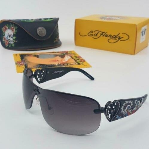 Zonnebril Ed Hardy EHS-031 75-14-120 Black - Skunk Black and, Overige merken, Zonnebril, Zwart, Nieuw
