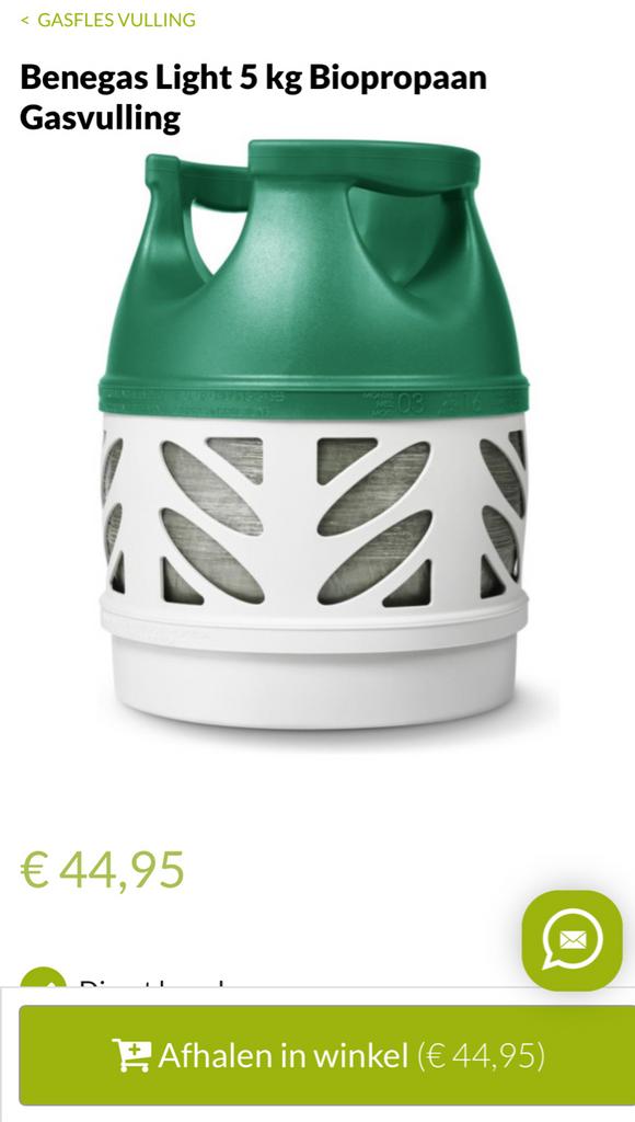 1x Benegas Light 4 kg gasfles (1kg gebruikt), Ophalen, Gebruikt